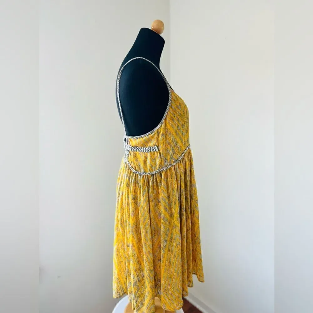 Free People So Nice Chiffon Dress in Yellow size S - Picture 13 of 13